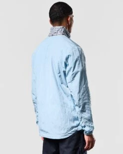 Weekend Offender Saunders Parachute Jacket Winter Sky/Blue House Check -Clothing Shop JKAW2310 SAUNDERS WINTER SKY BLUE CHECK 1711 MODEL