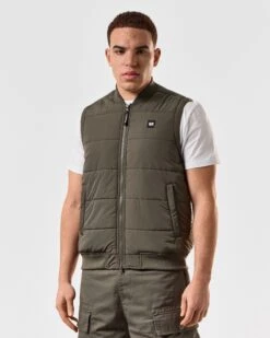 Weekend Offender Saharun Quilted Gilet Castle Green -Clothing Shop JKSS2424 SAHARUN CASTLE GREEN 4765 MODEL