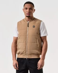 Weekend Offender Saharun Quilted Gilet Cognac Brown -Clothing Shop JKSS2424 SAHARUN COGNAC 7599