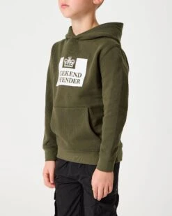 Weekend Offender Kids HM Service Classic Hoodie Dark Green -Clothing Shop KIDS HDAW22 07 HM SERVICE DARK GREEN MODEL 1791