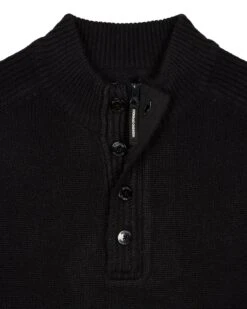 Weekend Offender Castillos Knitted Quarter Neck Sweatshirt Black -Clothing Shop KWAW22 05 CASTILLOS AW22 BLACK 9992