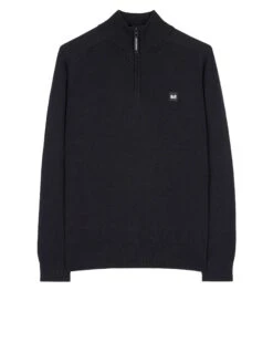 Weekend Offender Pierre Knitted Quarter Zip Sweater Black