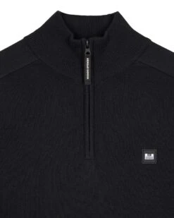 Weekend Offender Pierre Knitted Quarter Zip Sweater Black -Clothing Shop KWAW23 11 PIERRE BLACK 3071