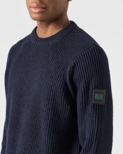 Weekend Offender Couto Knitted Sweater Navy -Clothing Shop KWAW2307 COUTO NAVY 0043 MODEL