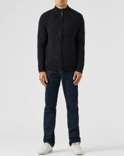 Weekend Offender Dexter Knitted Zip Sweater Black -Clothing Shop KWAW2309 DEXTER BLACK 1963 MODEL