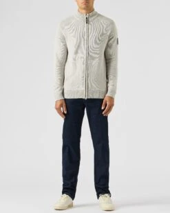 Weekend Offender Dexter Knitted Zip Sweater Strato Grey -Clothing Shop KWAW2309 DEXTER STRATO GREY 1960 MODEL