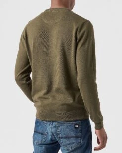 Weekend Offender Solace Knitted Sweater Dark Green -Clothing Shop KWAW2310 SOLACE DARK GREEN 0073 MODEL