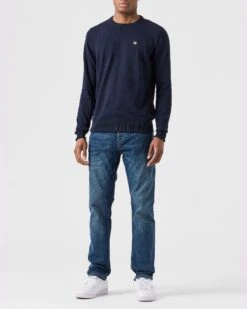 Weekend Offender Solace Knitted Sweater Navy -Clothing Shop KWAW2310 SOLACE NAVY 0046 MODEL