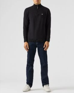 Weekend Offender Pierre Knitted Quarter Zip Sweater Black -Clothing Shop KWAW2311 PIERRE BLACK 1975 MODEL