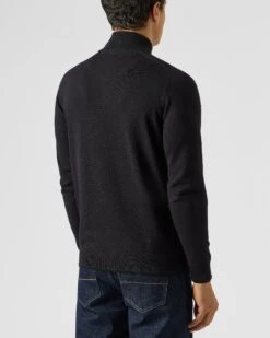 Weekend Offender Pierre Knitted Quarter Zip Sweater Black -Clothing Shop KWAW2311 PIERRE BLACK 1977 MODEL