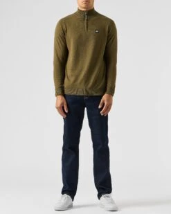 Weekend Offender Pierre Knitted Quarter Zip Sweater Dark Green -Clothing Shop KWAW2311 PIERRE DARK GREEN 1967 MODEL