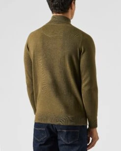 Weekend Offender Pierre Knitted Quarter Zip Sweater Dark Green -Clothing Shop KWAW2311 PIERRE DARK GREEN 1970 MODEL