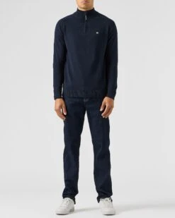 Weekend Offender Pierre Knitted Quarter Zip Sweater Navy -Clothing Shop KWAW2311 PIERRE NAVY 1971 MODEL
