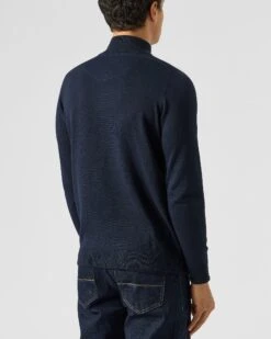 Weekend Offender Pierre Knitted Quarter Zip Sweater Navy -Clothing Shop KWAW2311 PIERRE NAVY 1973 MODEL