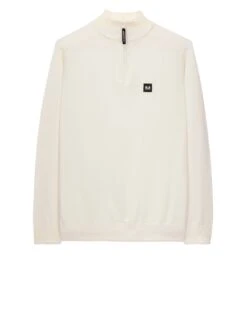 Weekend Offender Pierre Knitted Quarter Zip Sweater Winter White