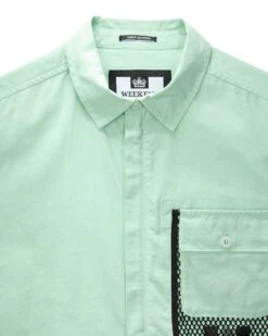 Weekend Offender Latmun Mesh Pocket Over-Shirt Mint Tea Green -Clothing Shop OSAW2310 LATMUN MINT TEA 4283