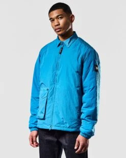 Weekend Offender Vinnie Thermo Over-Shirt Azure Blue -Clothing Shop OSAW2315 VINNIE THERMO AZURE 1603 MODEL