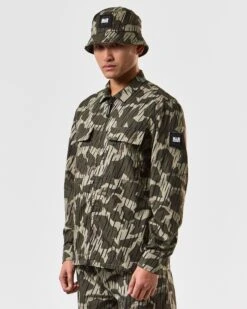 Weekend Offender Waya Over-Shirt Castle Green Rain Camo -Clothing Shop OSSS2420 WAYA RAIN CAMO 4188 MODEL