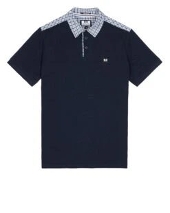 Weekend Offender Costa Polo Shirt Navy/Blue House Check