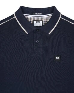 Weekend Offender Carola Long Sleeve Polo Shirt Navy/House Check -Clothing Shop POAW23 18 CAROLA NAVY 2323