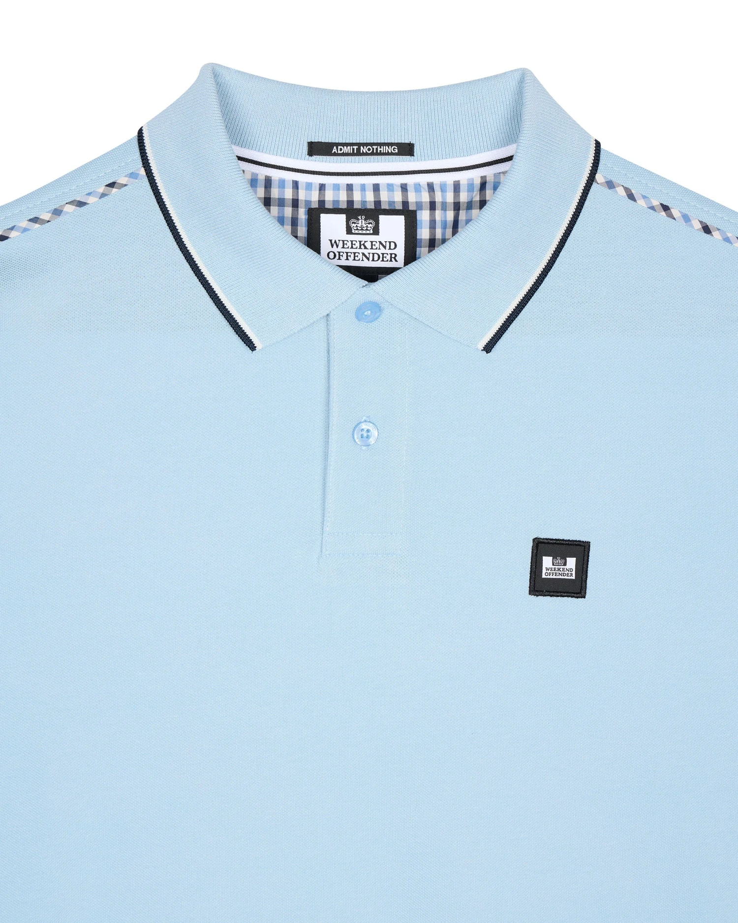 Weekend Offender Carola Long Sleeve Polo Shirt Winter Sky/Blue House Check 5 Weekend Offender Carola Long Sleeve Polo Shirt Winter Sky/Blue House Check - Image 5