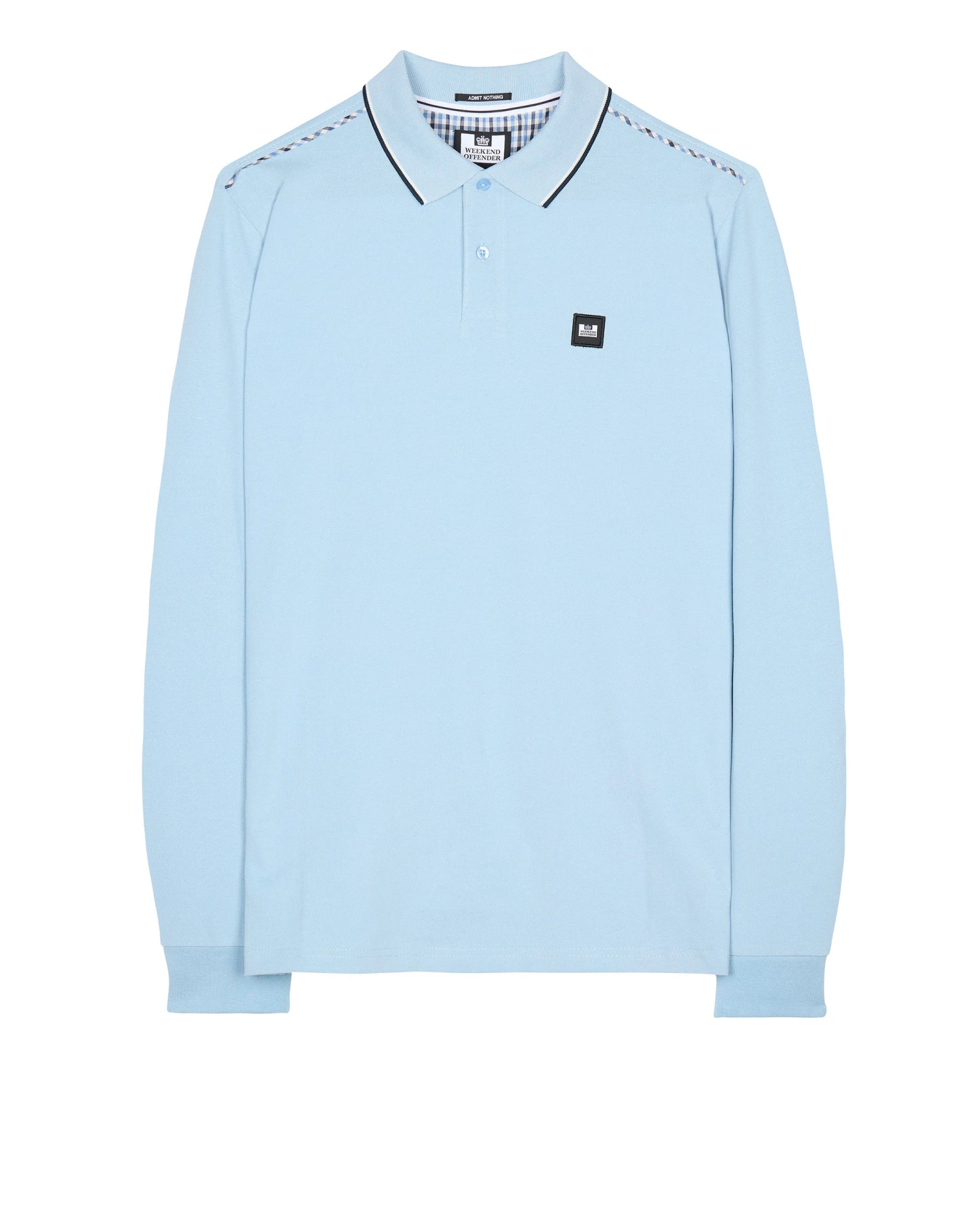 Weekend Offender Carola Long Sleeve Polo Shirt Winter Sky/Blue House Check 1 Weekend Offender Carola Long Sleeve Polo Shirt Winter Sky/Blue House Check