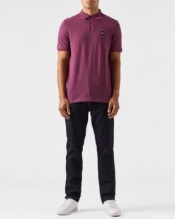 Weekend Offender Rivas Polo Shirt Deep Plum 8 Weekend Offender Rivas Polo Shirt Deep Plum -Clothing Shop POAW2312 RIVAS DEEP PLUM 0567 MODEL