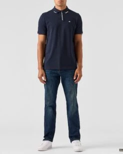 Weekend Offender Rivas Polo Shirt Navy -Clothing Shop POAW2312 RIVAS NAVY 0527 MODEL
