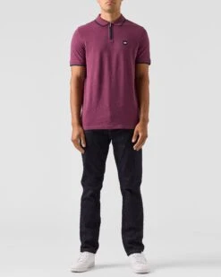 Weekend Offender Shore Polo Shirt Deep Plum -Clothing Shop POAW2313 SHORE DEEP PLUM 0562 MODEL