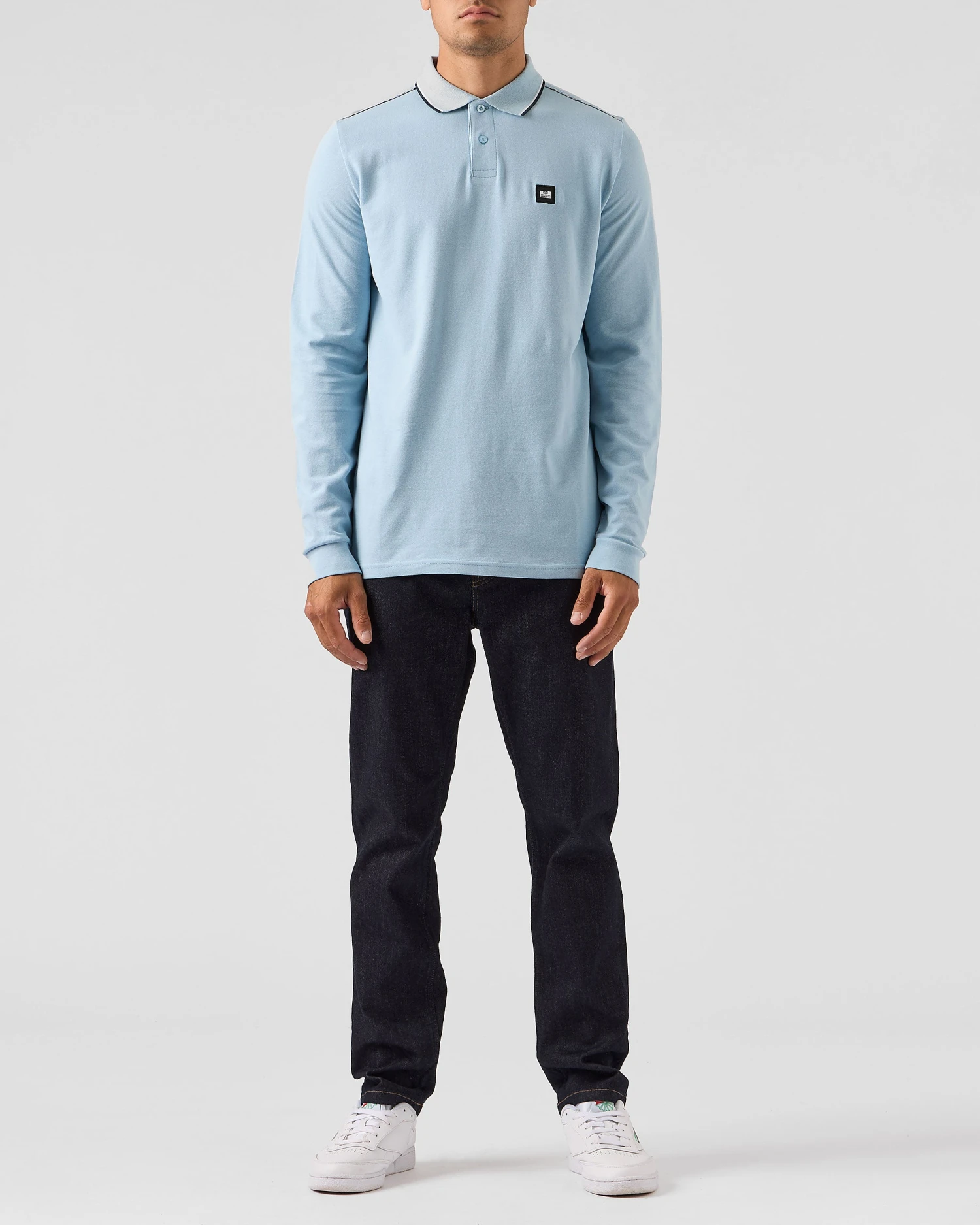 Weekend Offender Carola Long Sleeve Polo Shirt Winter Sky/Blue House Check 3 Weekend Offender Carola Long Sleeve Polo Shirt Winter Sky/Blue House Check - Image 3