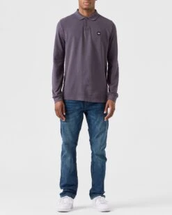 Weekend Offender Dice Long Sleeve Polo Shirt Greystone -Clothing Shop POAW2320 DICE GREYSTONE 0197 MODEL