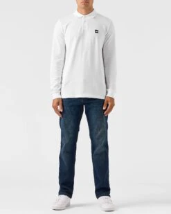 Weekend Offender Dice Long Sleeve Polo Shirt White -Clothing Shop POAW2320 DICE WHITE 0522 MODEL