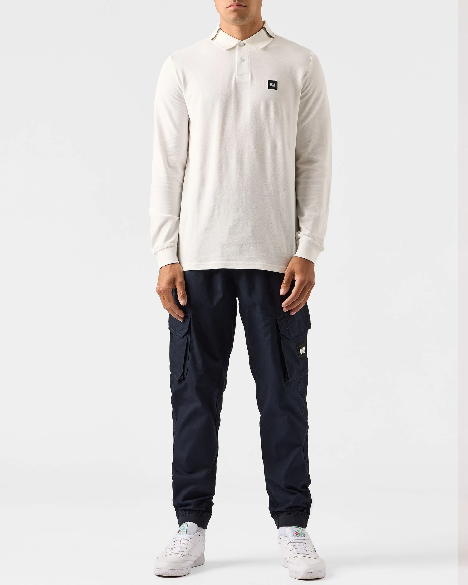 Weekend Offender Boman Long Sleeve Polo Shirt Winter White 3 Weekend Offender Boman Long Sleeve Polo Shirt Winter White - Image 3