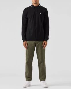 Weekend Offender Boman Long Sleeve Polo Shirt Black -Clothing Shop POAW2323 BOWMAN BLACK 0230 MODEL
