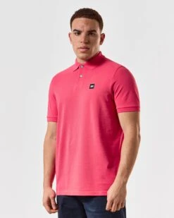 Weekend Offender Caneiros Polo Shirt Anthurium Pink -Clothing Shop POSS2401 CANEIROS ANTHURIUM 5454 MODEL