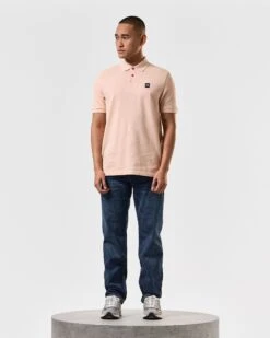 Weekend Offender Caneiros Polo Shirt Nectar Pink -Clothing Shop POSS2401 CANEIROS NECTAR 4093 MODEL