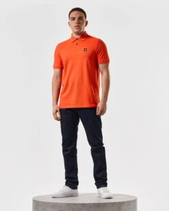 Weekend Offender Caneiros Polo Shirt Pure Orange -Clothing Shop POSS2401 CANEIROS PURE ORANGE 5039 MODEL