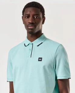 Weekend Offender Rivas Polo Shirt Celeste Green/Navy -Clothing Shop POSS2411 RIVAS CELESTE 6774