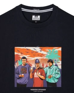Weekend Offender Ronnie Graphic T-Shirt Navy -Clothing Shop PTAW2302 RONNIE NAVY 0090
