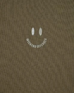 Weekend Offender Smile Graphic T-Shirt Dark Green -Clothing Shop PTAW2314 SMILE DARK GREEN 6542