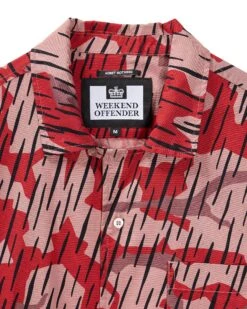 Weekend Offender Monuriki Shirt Blaze Red Rain Camo -Clothing Shop SHSS2404 MONURIKI CAMO BLAZE 10420