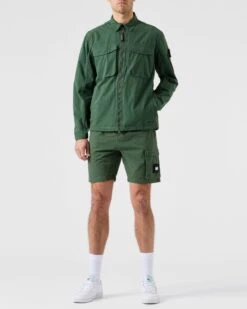 Weekend Offender Formella Garment Dye Over-Shirt Dark Green -Clothing Shop STSS2319 FARACI DARK GREENOSSS2312 FORMELLA DARK GREEN 5651 MODEL
