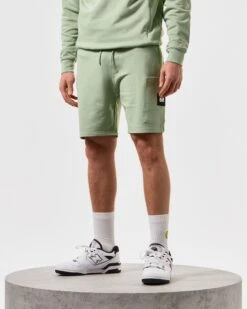 Weekend Offender Hawkins Jogger Shorts Pale Moss Green -Clothing Shop STSS2401 HAWKINS PALE MOSS 5391 MODEL
