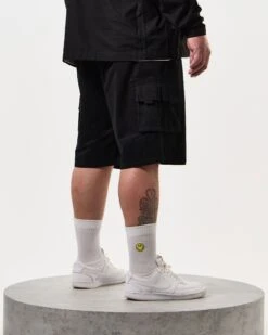 Weekend Offender Mascia Cargo Shorts Black - Plus Size -Clothing Shop STSS2404X MASCIA BLACK 8046 PLUS