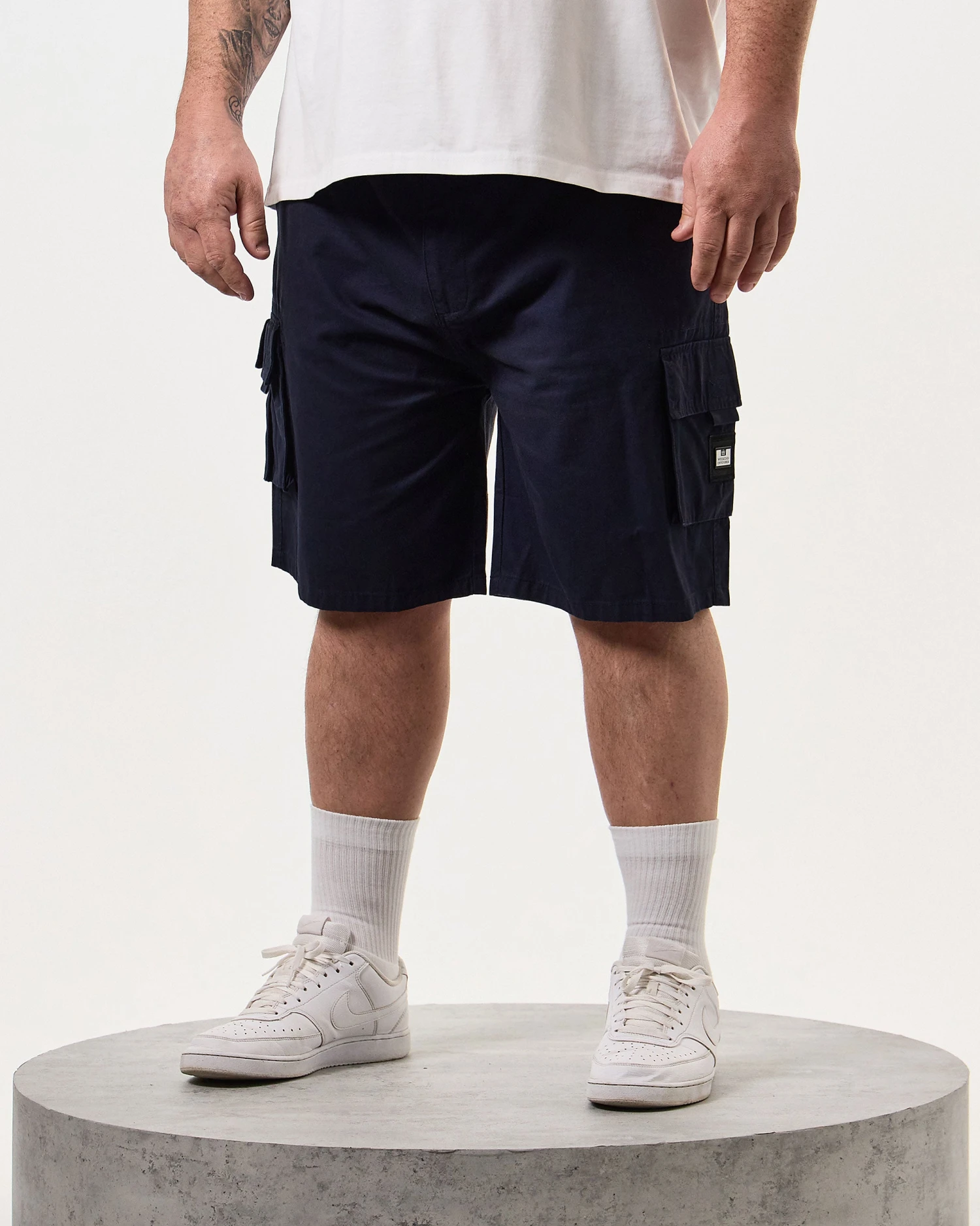 Weekend Offender Mascia Cargo Shorts Navy - Plus Size 2 Weekend Offender Mascia Cargo Shorts Navy - Plus Size - Image 2