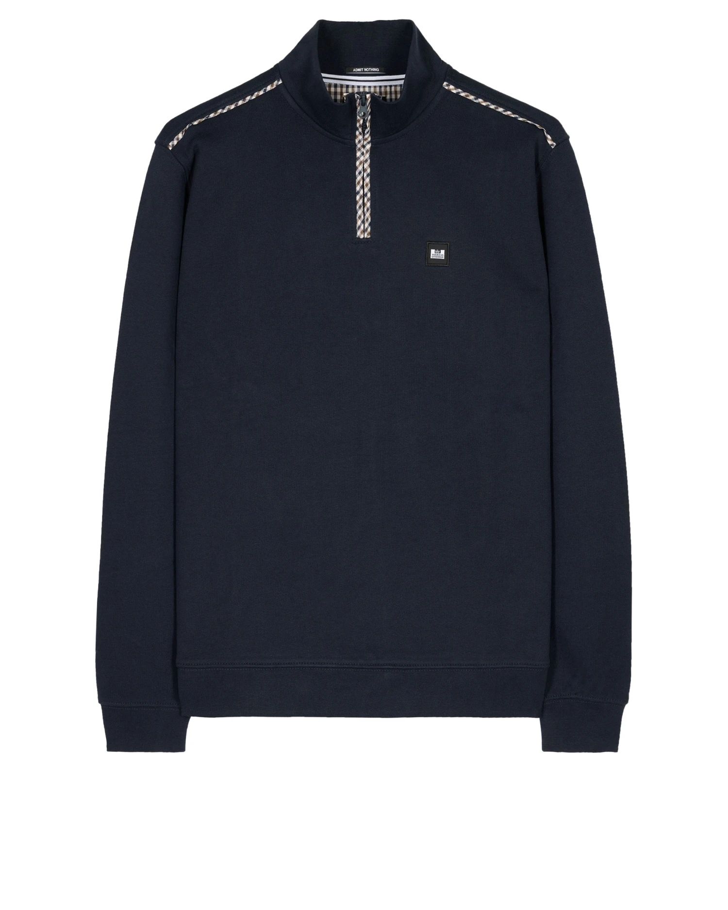 Weekend Offender Matisa Quarter Zip Sweatshirt Navy/House Check 1 Weekend Offender Matisa Quarter Zip Sweatshirt Navy/House Check