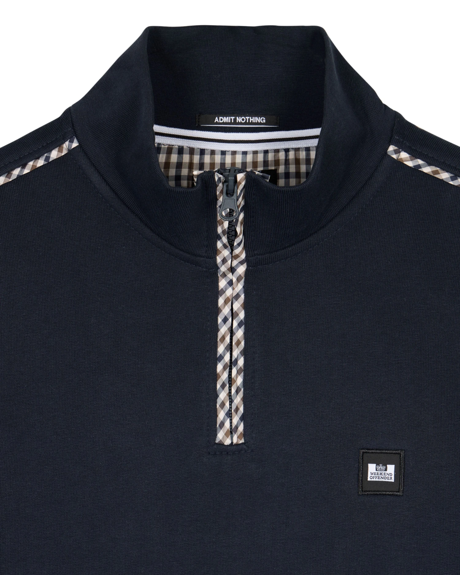 Weekend Offender Matisa Quarter Zip Sweatshirt Navy/House Check 5 Weekend Offender Matisa Quarter Zip Sweatshirt Navy/House Check - Image 5