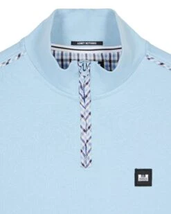Weekend Offender Matisa Quarter Zip Sweatshirt Winter Sky/Blue House Check -Clothing Shop SWAW23 13 MATISA WINTER SKY BLUE CHECK 2703