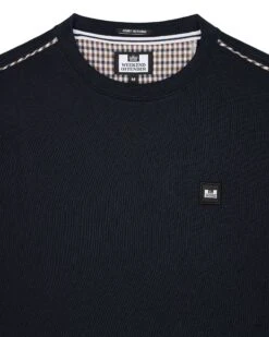 Weekend Offender Vega Sweatshirt Navy/House Check -Clothing Shop SWAW2312 VEGA NAVY HOUSE CHCK 0219