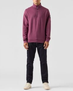Weekend Offender Kraviz Quarter Zip Sweatshirt Deep Plum -Clothing Shop SWAW2314 KRAVIS DEEP PLUM 0378